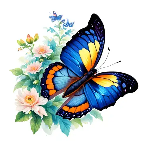 butterfly beautiful with little butterfly  tattoo design idea