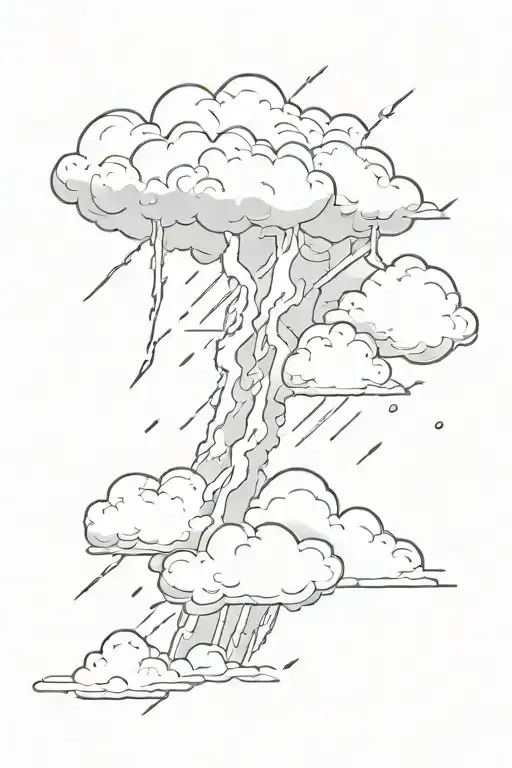 Lightning bolt and cloud filled sky tattoo design idea