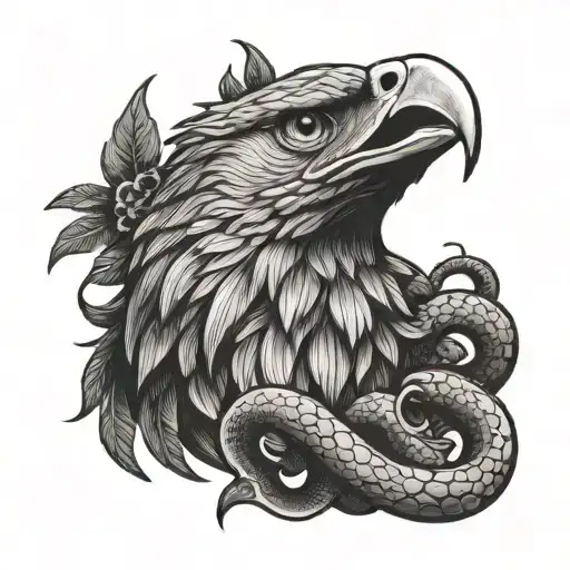 Mexican eagle eating a snake tattoo design idea