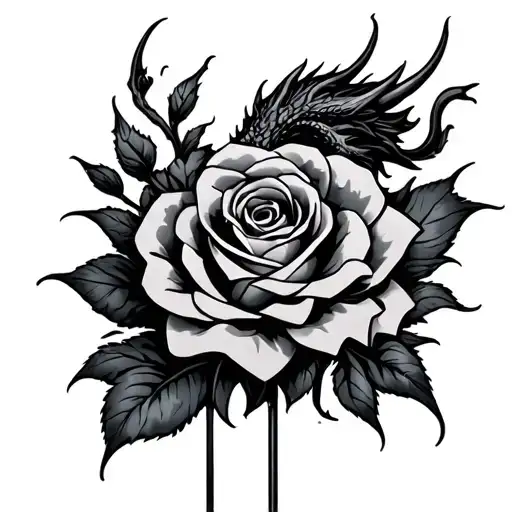 Dyslexia word with a dragon and a rose.  tattoo design idea