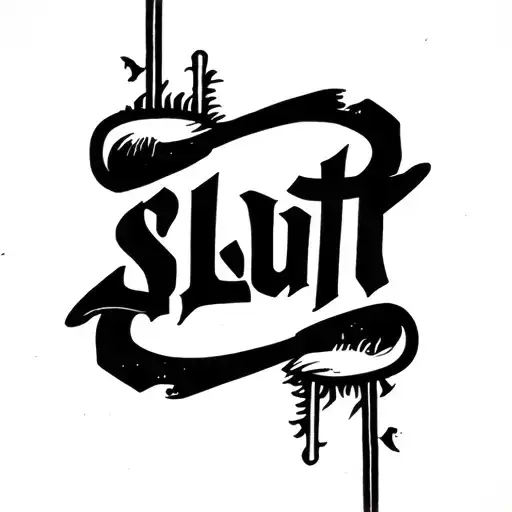 minimalist tattoo featuring word slut tattoo design idea