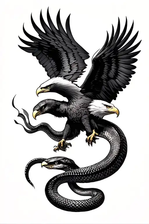 snake and eagle fighting tattoo design idea