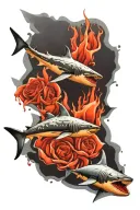 shark swimming tattoo design idea