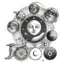 moon phases going vertical, aries zodiac sign, Aries constellation  tattoo design idea