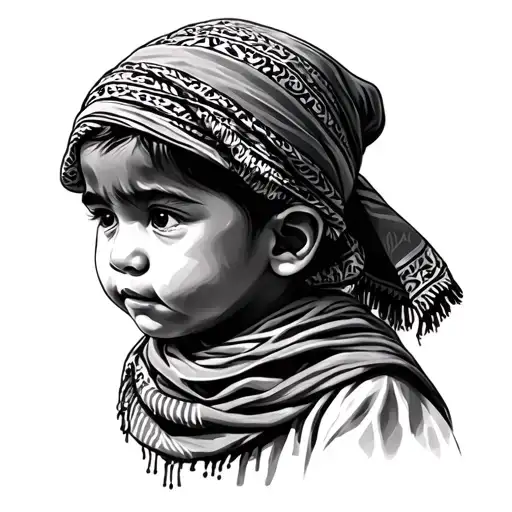 child with keffiyeh tattoo design idea