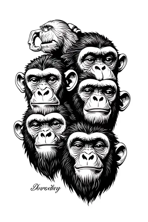 Three wise monkeys tattoo design idea