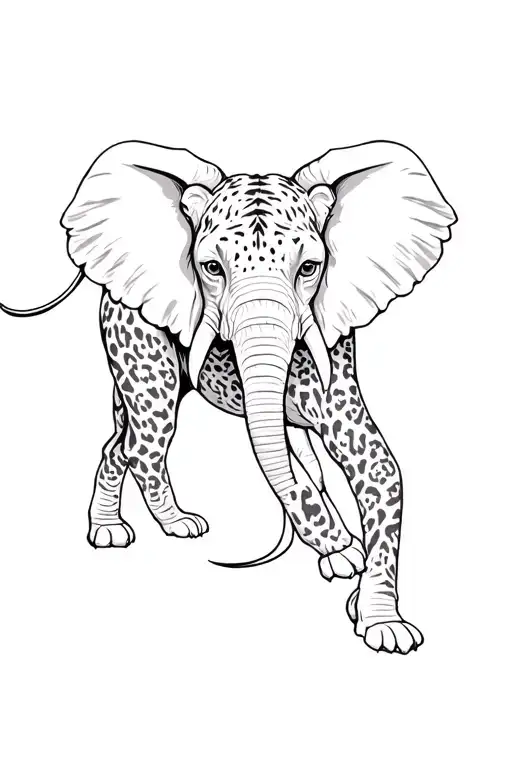 "He wins the" elephant.  Leopard. Wild Dog. concept Design tattoo design idea