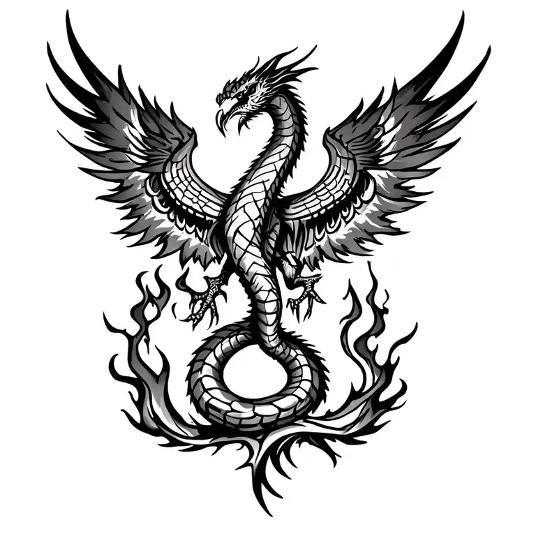 cobra phoenix rising from the ashes tattoo design idea
