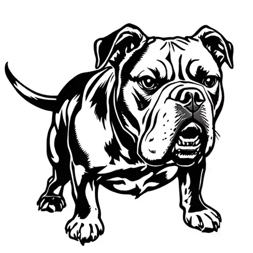 angry pitbull silouhette tattoo design idea