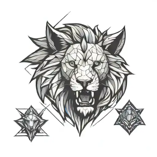 lion head angry wolf tattoo design idea