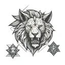 lion head angry wolf tattoo design idea