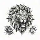 lion head angry wolf tattoo design idea
