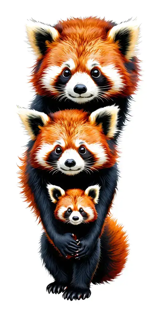 red panda family holding hands tattoo design idea
