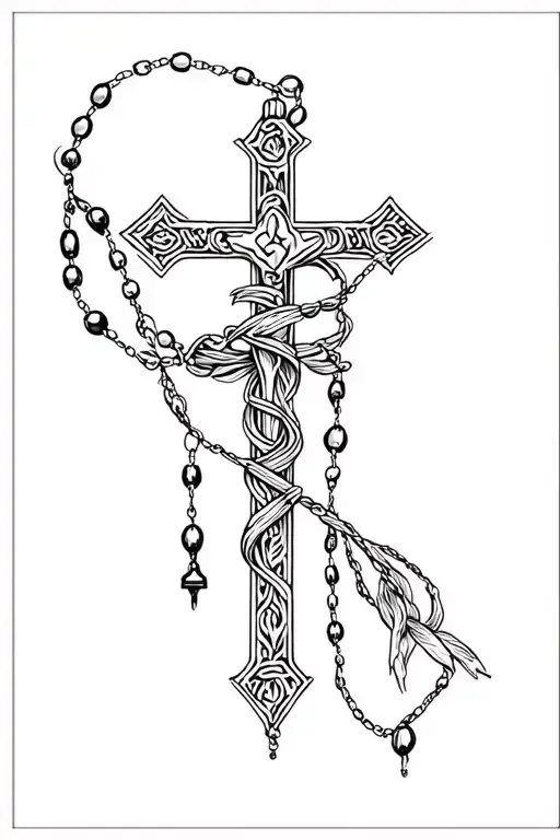 rosary wrapped tattoo design idea
