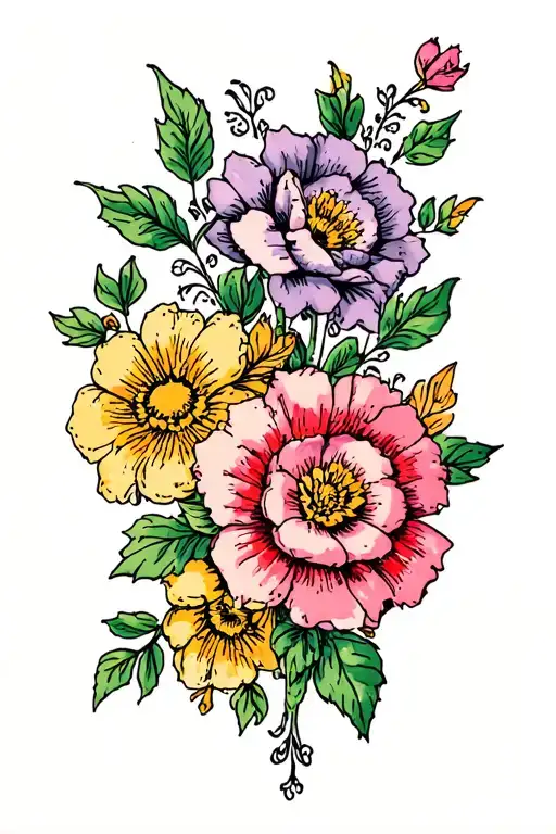 narrow tattoo with flowers tattoo design idea