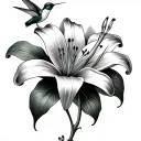 Lily And Hummingbird tattoo design idea