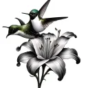Lily And Hummingbird tattoo design idea