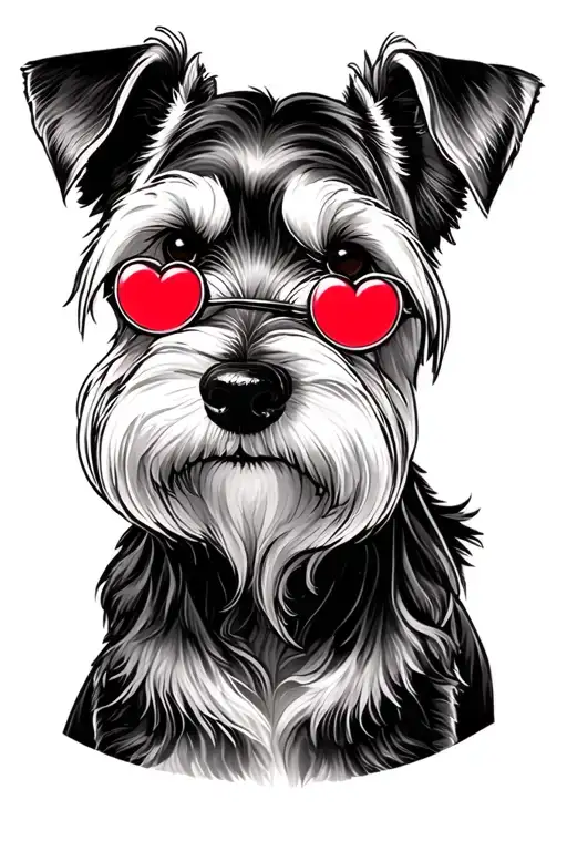 Schnauzer with heart lenses tattoo design idea