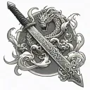 chinese sword emerging tattoo design idea