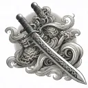 chinese sword emerging tattoo design idea