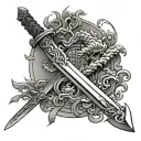 chinese sword emerging tattoo design idea