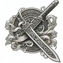 chinese sword emerging tattoo design idea