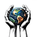 Hands Holding Earth tattoo design idea