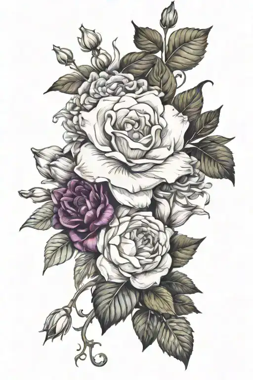 August September October birth flowers tattoo design idea