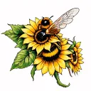 honey bee on sunflower tattoo design idea