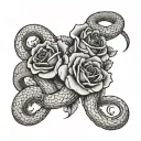 two headed snake with roses tattoo design idea