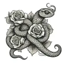 two headed snake with roses tattoo design idea