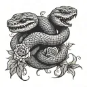 two headed snake with roses tattoo design idea