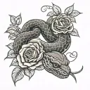 two headed snake with roses tattoo design idea