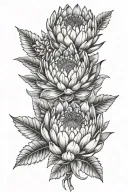 protea flower bouquet tattoo design idea