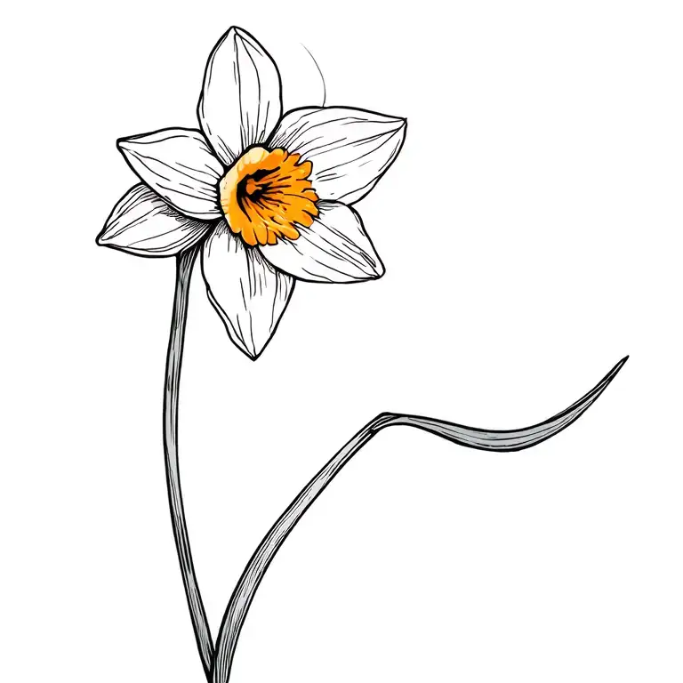 single daffodil bud bursting tattoo design idea