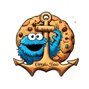 Cookie Monster with an anchor intertwined representing the client's tattoo design idea