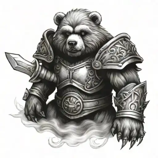 teddy bear warrior tattoo design idea