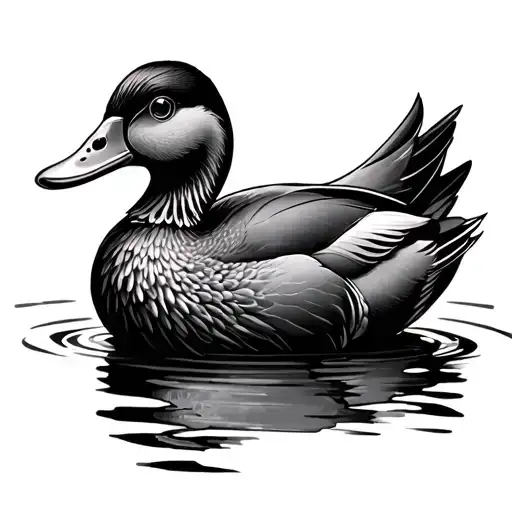 duck with japanese temple tattoo design idea