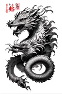 Fierce Japanese style tattoo arm sleeve with dragon snake boar and rooster tattoo design idea