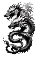 Fierce Japanese style tattoo arm sleeve with dragon snake boar and rooster tattoo design idea