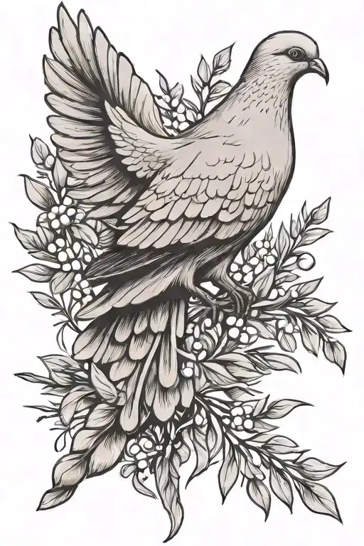 dove with olive branch tattoo design idea