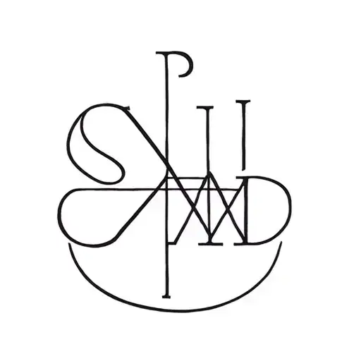 S P M D letters in a square tattoo design idea