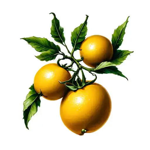 Lemons Tomato Olive branch tattoo design idea