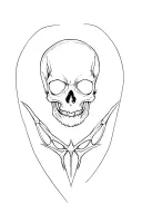 Without shadow effect it is to put on the between the pectorals a skull with an olroge on the skull below tattoo design idea