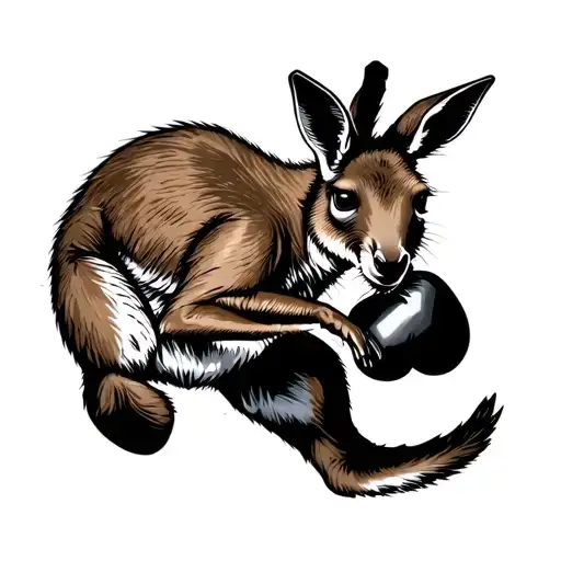 boxing kangaroo jumping tattoo design idea