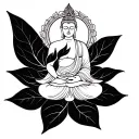 buddha sitting on lotus flower at an angle tattoo design idea
