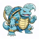 blastoise from Pokemon dressed as Jinbei from One Piece tattoo design idea