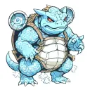 blastoise from Pokemon dressed as Jinbei from One Piece tattoo design idea