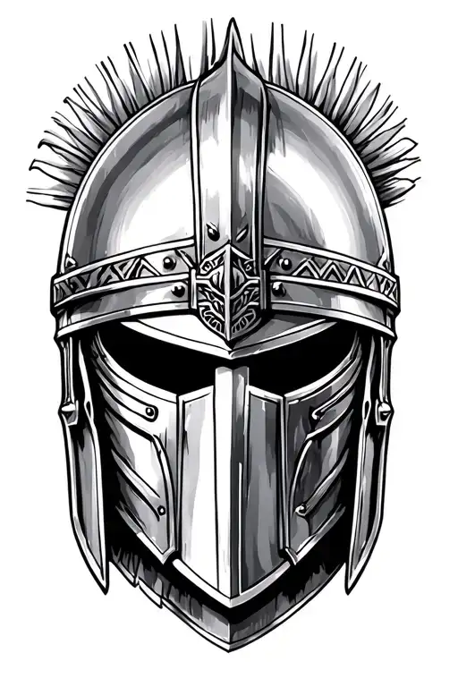 forearm gladiator helmet front view  tattoo design idea