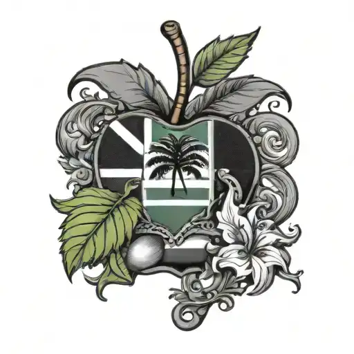 patch work Apple Jamaica flag tattoo design idea